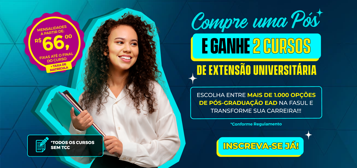 A Maior Campanha Educacional do Brasil - Faça 01 PÓS-GRADUAÇÃO E GANHE +2 Cursos de Pós Grátis + 7 Cursos de Extensão